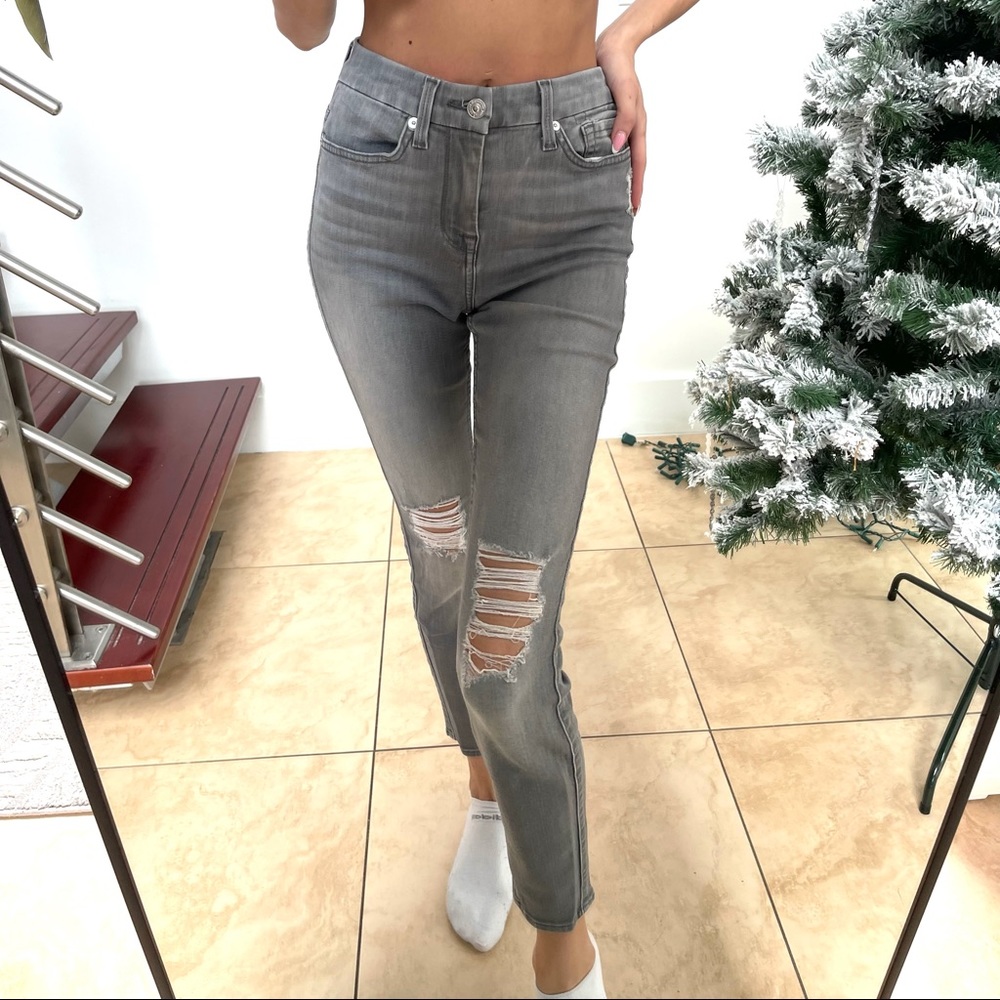 7 For all Mankind Gray Jeans ripped size 23 High Rise